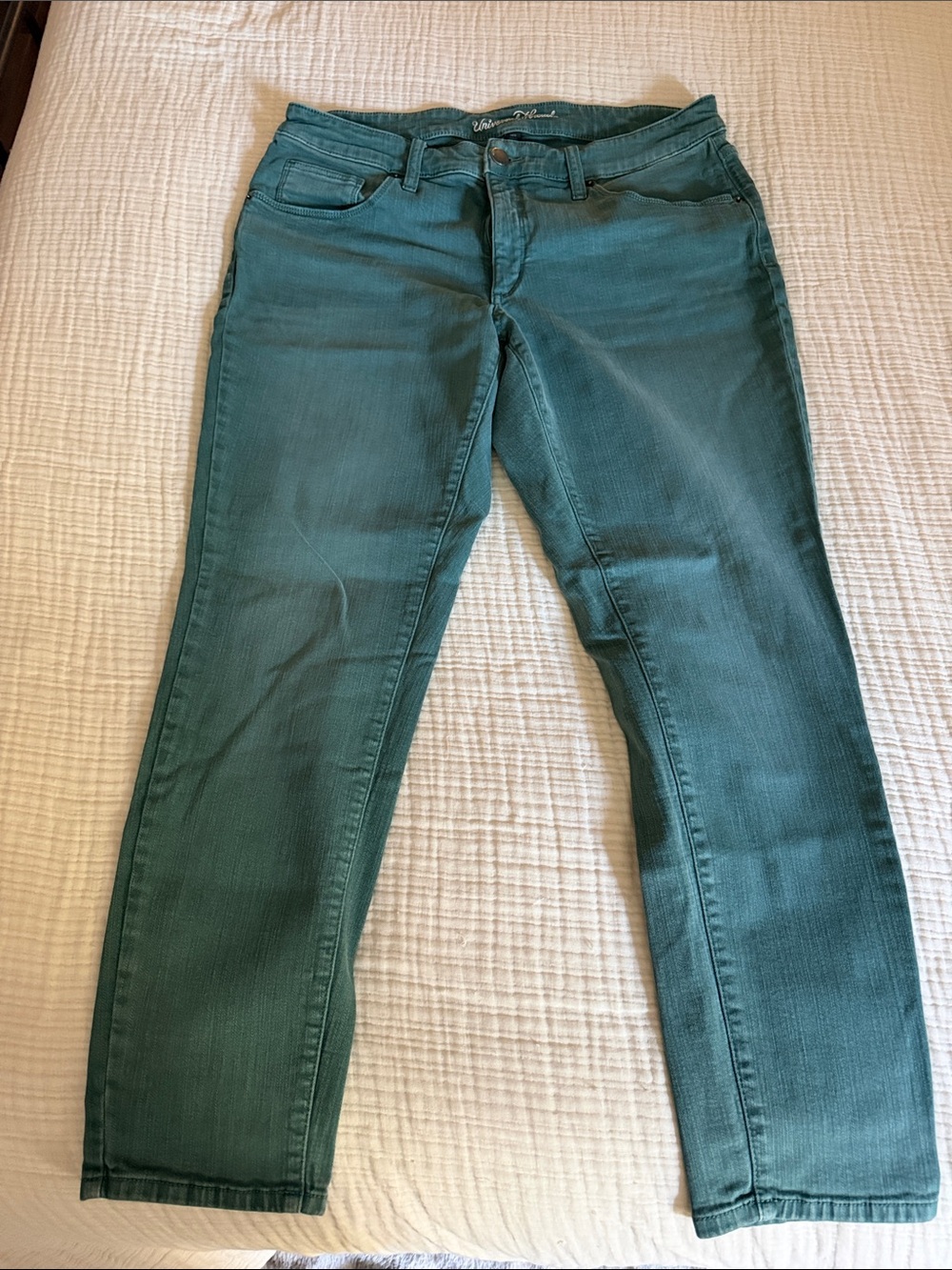 Universal Thread Straight-Leg Jeans in Teal Green